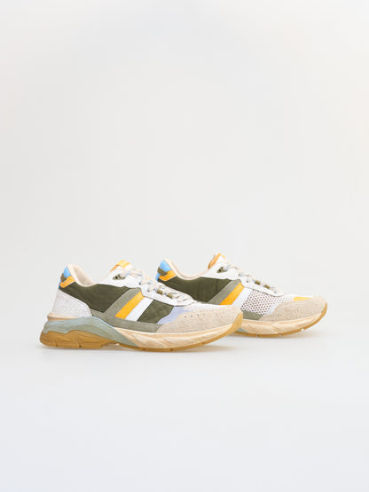 Basket ROYALE - WHITE KAKI ORANGE Serafini