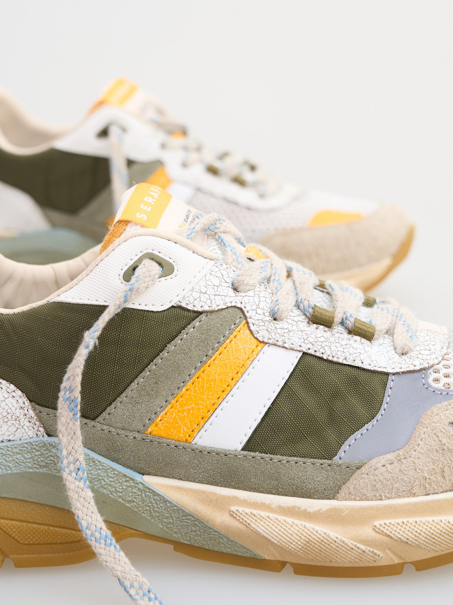 Basket ROYALE - WHITE KAKI ORANGE Serafini