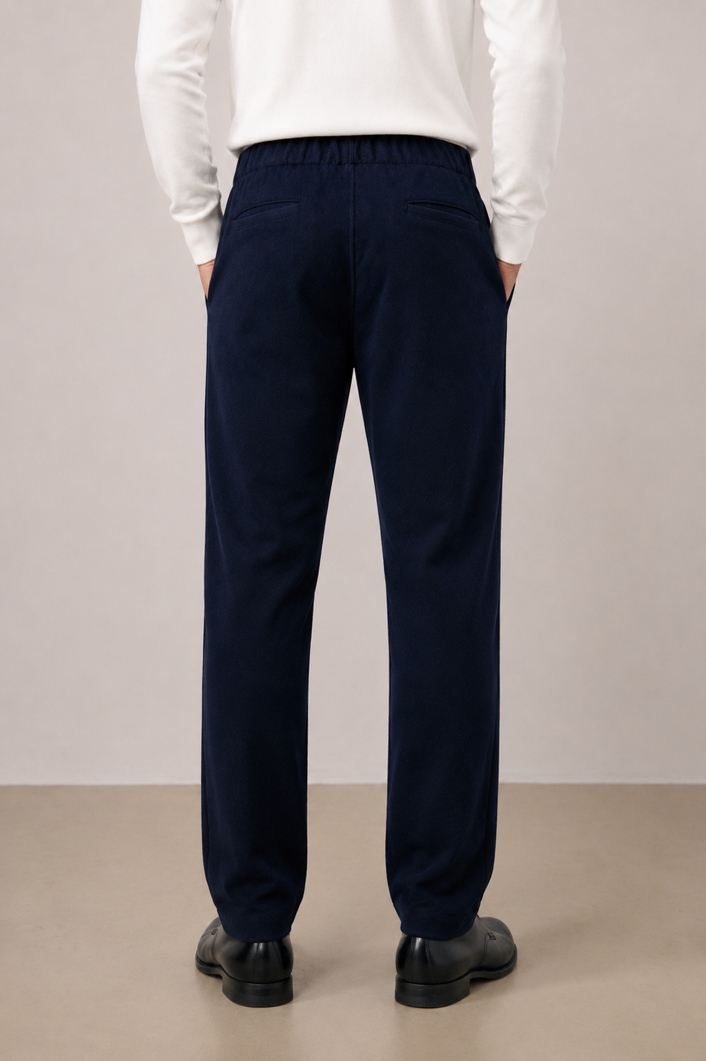 Pantalon Homme en Flanelle de Laine Bleu Marine Joggy – Hartford