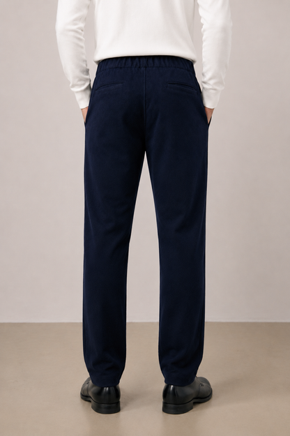 Pantalon Homme en Flanelle de Laine Bleu Marine Joggy – Hartford