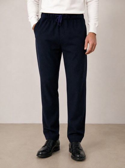 Pantalon Homme en Flanelle de Laine Bleu Marine Joggy – Hartford