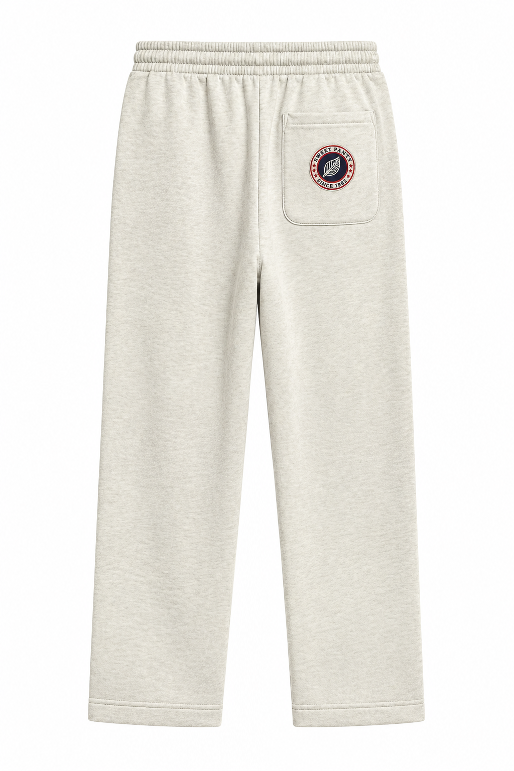 Pantalon Sweet Pants Iconic Straight écru chiné, vue de dos avec poche et logo