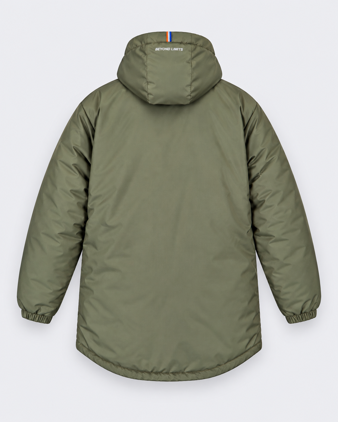 Parka d’hiver Gulf kaki homme vue de dos avec capuche rétro-réfléchissante