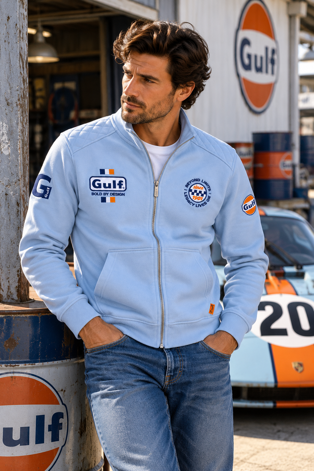 GULF – Track Jacket Bold Bleu Ciel | Sweat Zippé Homme