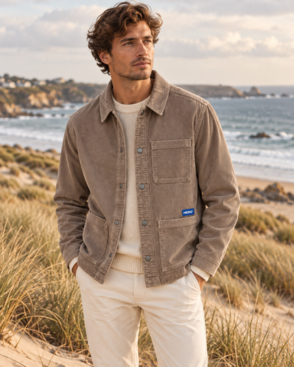 Veste ADRIEL Hero Seven portée homme dans les dunes style élégance côtière
