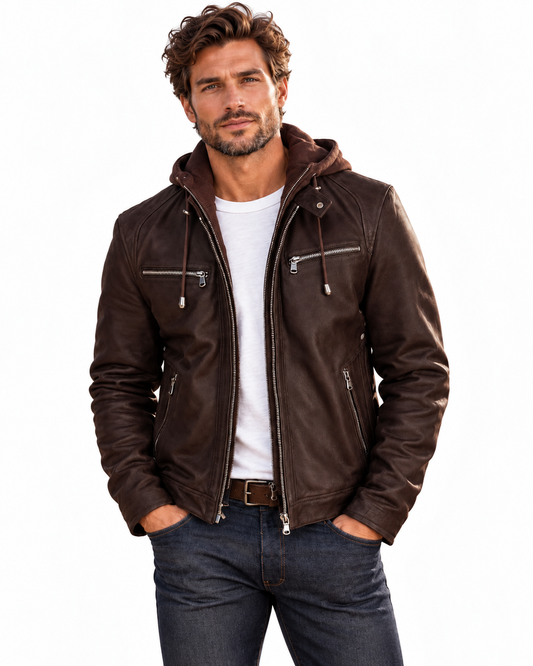 Blouson MADISSON Scaroni marron porté homme 