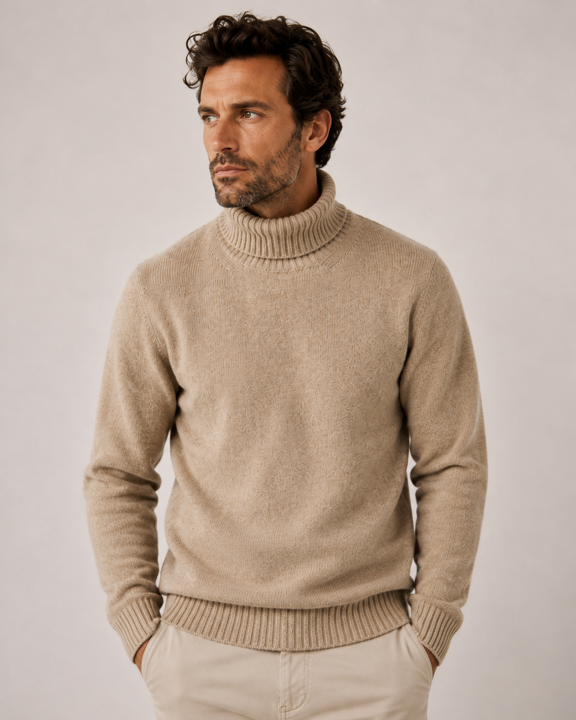 Pull col roulé Seamless en laine mérinos extrafine gris – Hartford