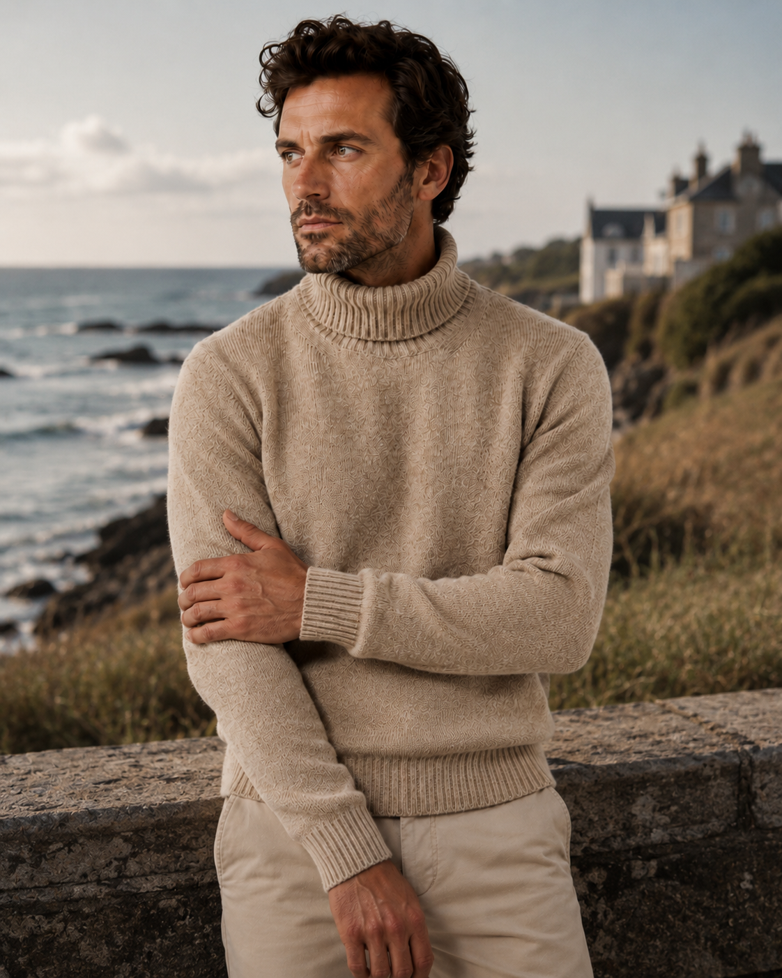 Pull col roulé Seamless en laine mérinos extrafine gris – Hartford