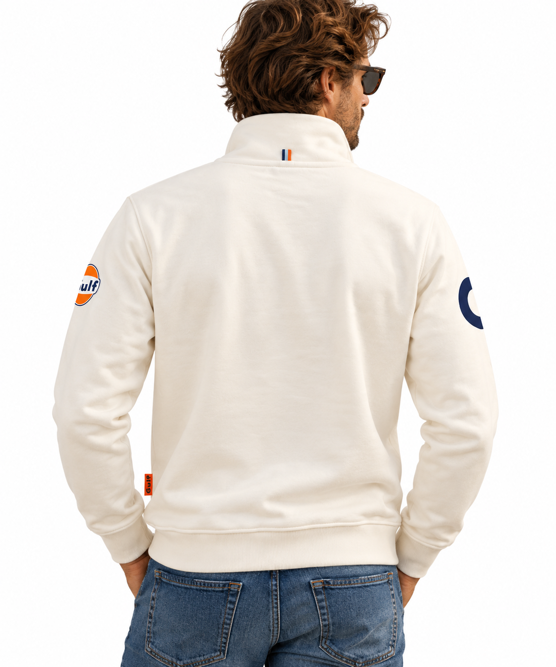 Sweat Gulf Bold 1901 écru porté par un homme, vue arrière