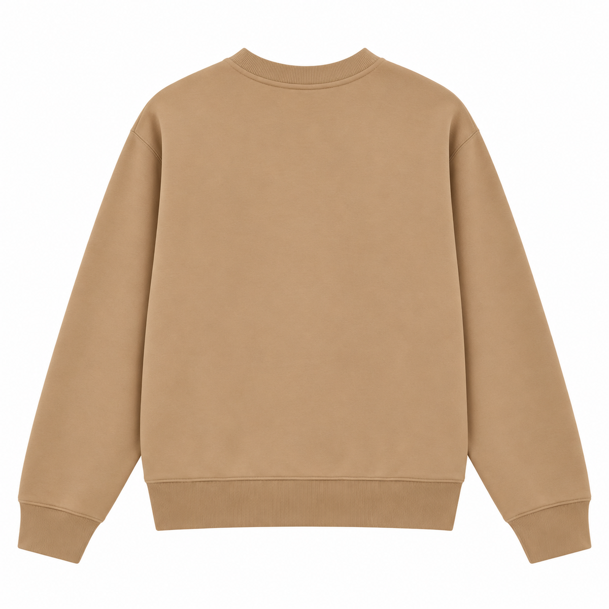 Vue de dos du sweat Sweet Pants F Iconic Crew beige, coupe droite et finitions bord-côte
