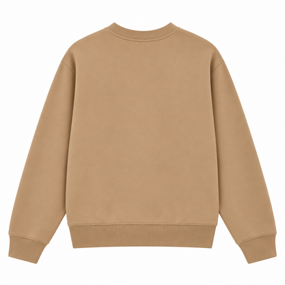 Vue de dos du sweat Sweet Pants F Iconic Crew beige, coupe droite et finitions bord-côte