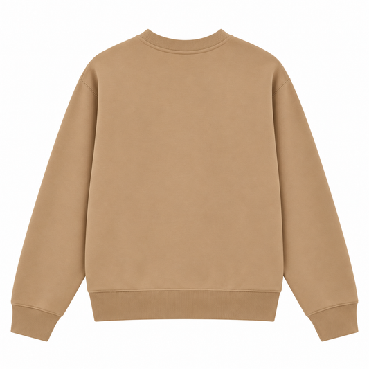 Vue de dos du sweat Sweet Pants F Iconic Crew beige, coupe droite et finitions bord-côte