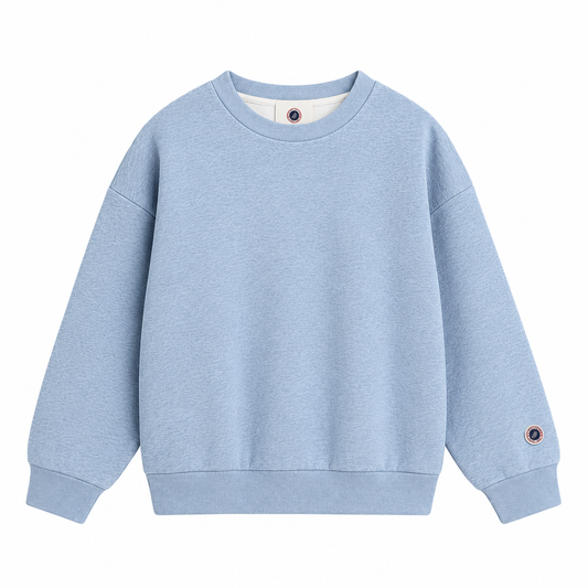 Sweat Iconic Crew 26 Sweet Pants bleu de face en molleton gratté