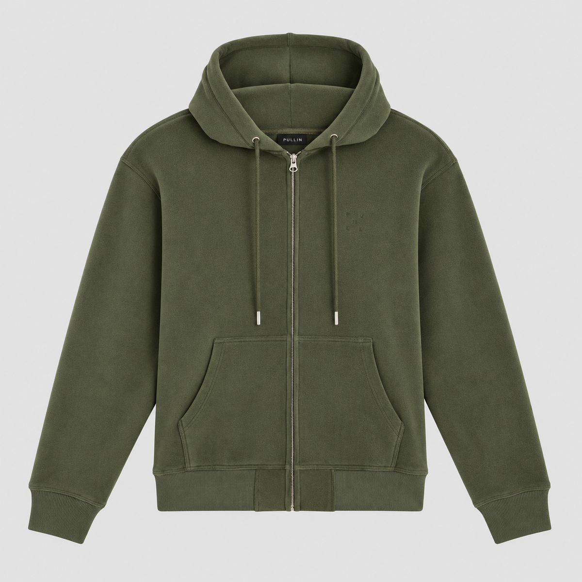 Sweat zippé SHERPAKAKI Pullin vert kaki homme vue de face