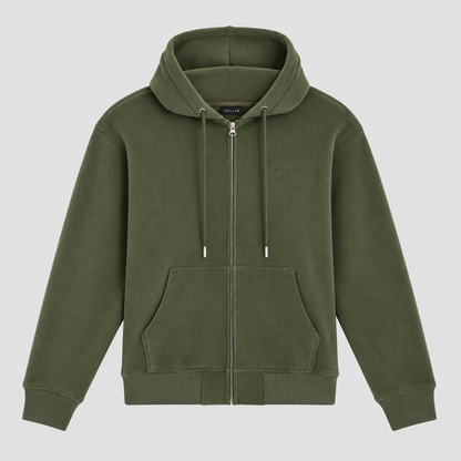 Sweat zippé SHERPAKAKI Pullin vert kaki homme vue de face