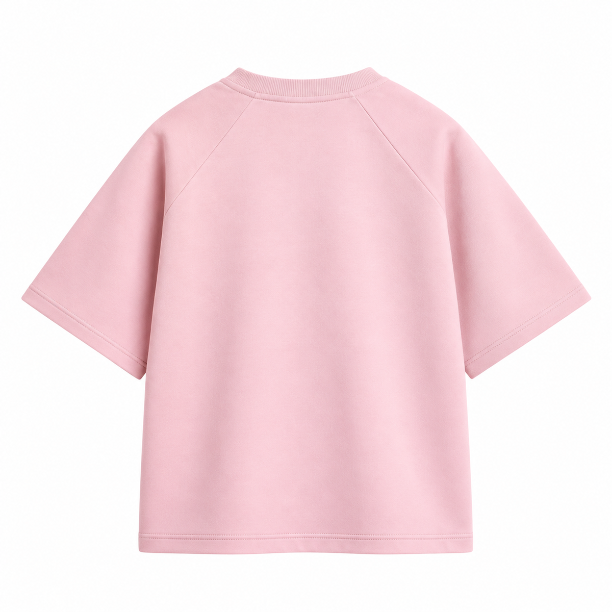 Sweat Crew Sweet Pants Primrose rose pastel, coupe droite unisexe et manches courtes, vue de dos sur fond blanc
