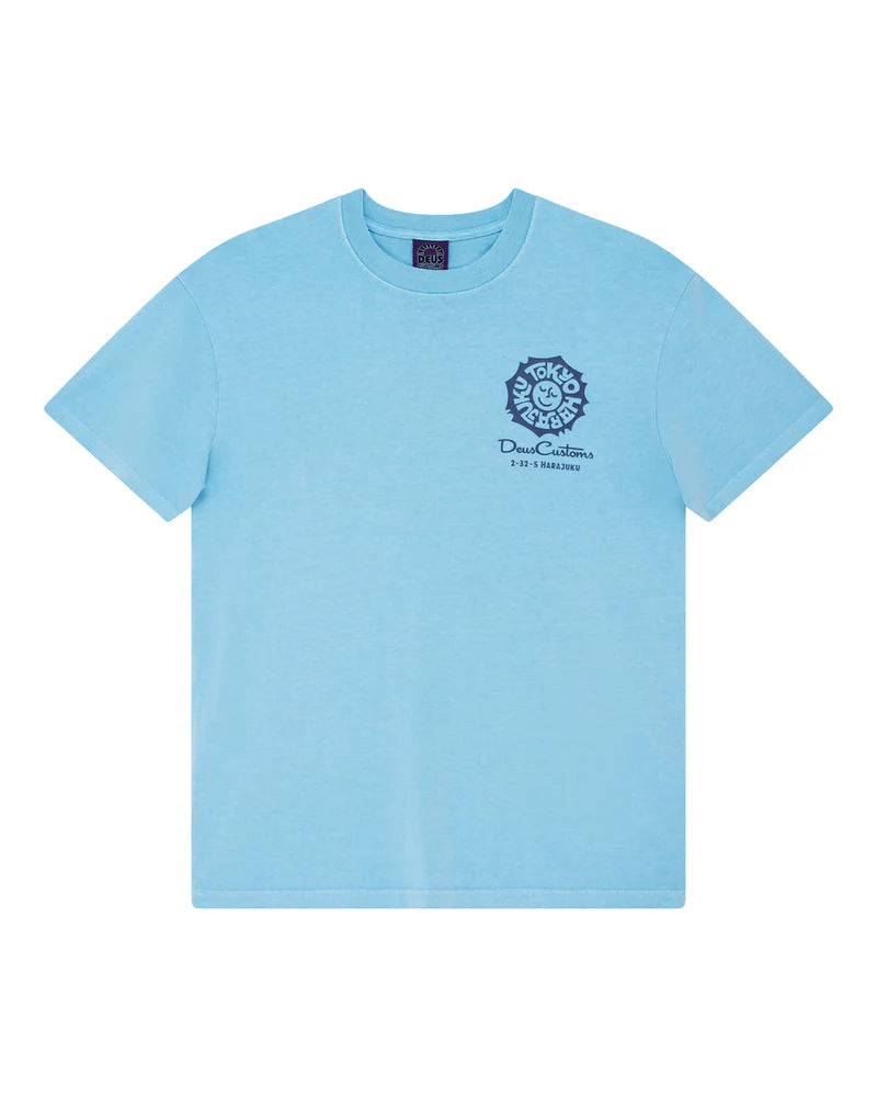 Tee-shirt Tokyo Address Deus Ex Machina bleu ciel vue de face