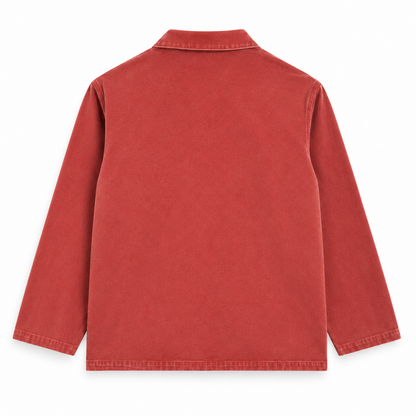 Vareuse DINARD RUST PULLIN en velours rouge brique, vue de dos avec coupe ample et manches longues.