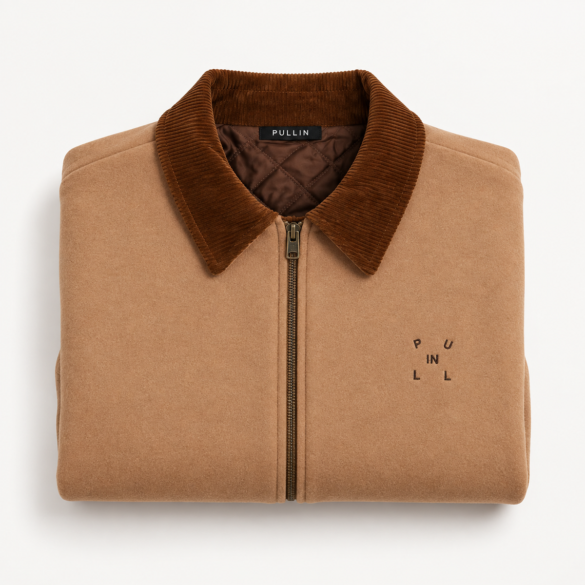 Veste Pullin Shelby Brownie beige pliée avec col velours et logo brodé