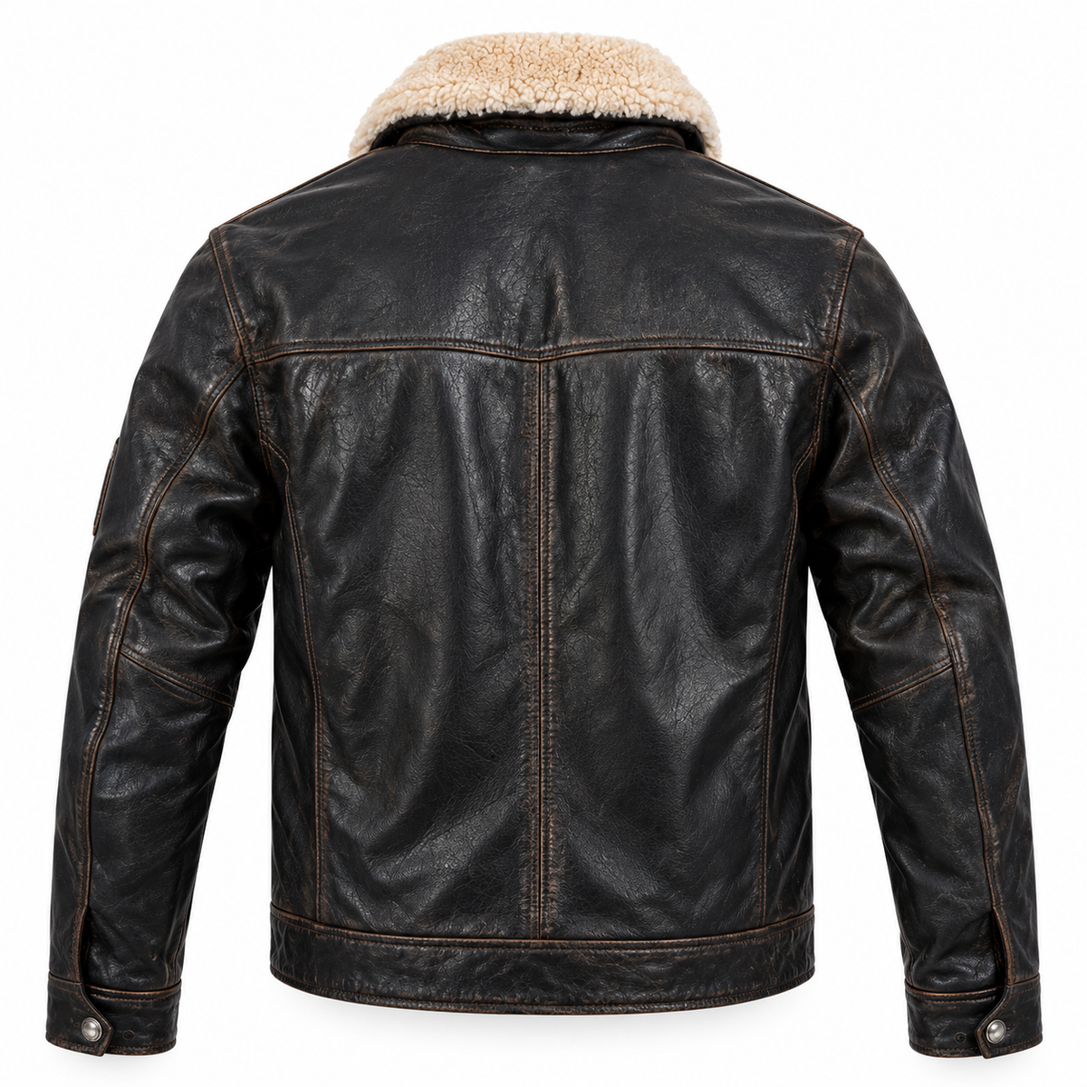 Blouson cuir aviateur CHATOM Daytona 73 noir vieilli, vue de dos