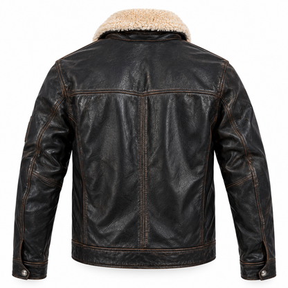 Blouson cuir aviateur CHATOM Daytona 73 noir vieilli, vue de dos