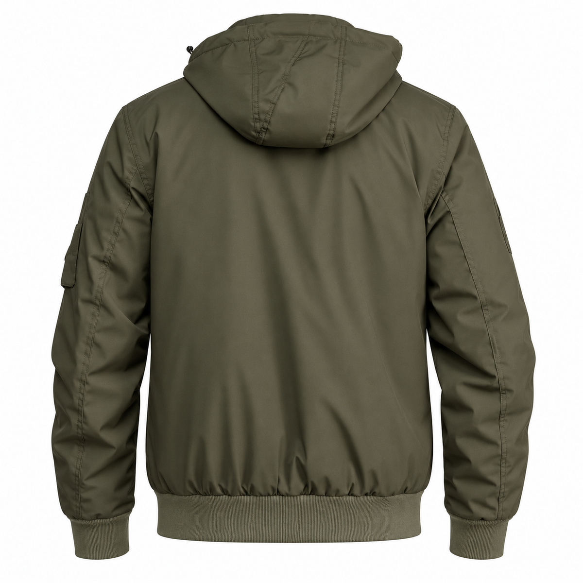 Blouson aviation kaki imperméable homme avec capuche vue de dos