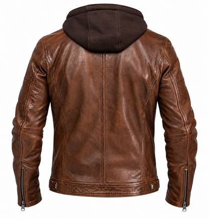 BISHOP – Blouson vintage en cuir d'agneau cognac | Daytona 73