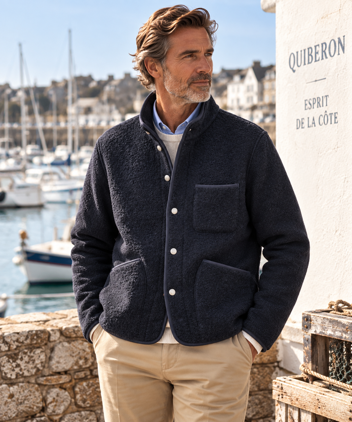 Veste Homme en Laine Bouillie Marine Jock – Hartford