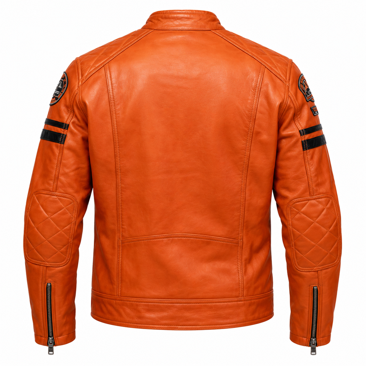 Blouson cuir NIETO Daytona 73 orange, vue de dos avec épaules et coudes matelassés