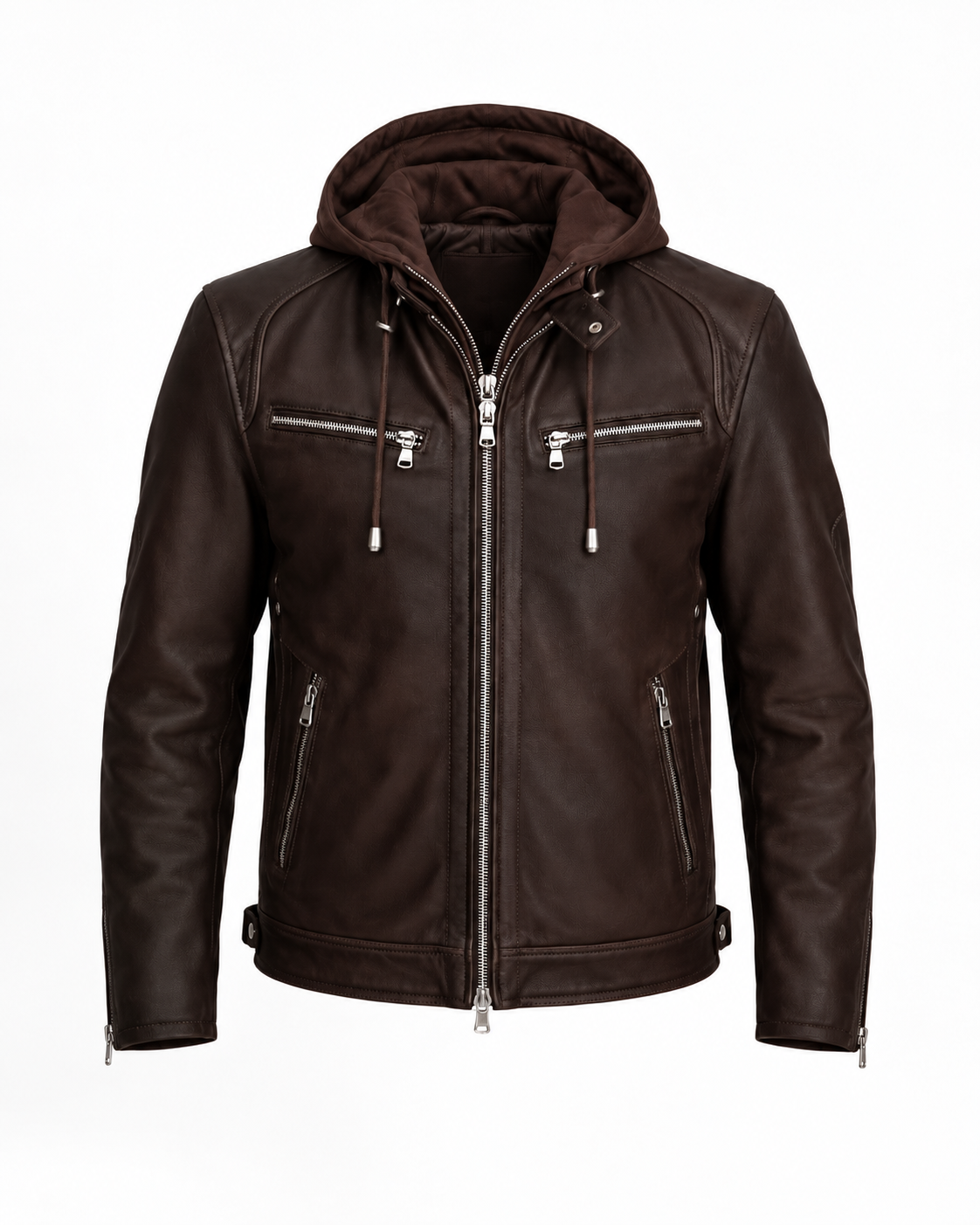 Blouson MADISSON Scaroni en cuir nubuck marron homme vue de face