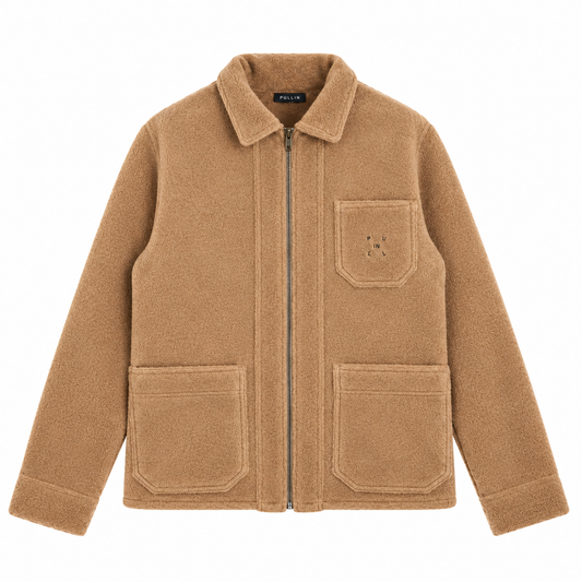 Veste PULLIN BLIND SAND beige camel vue de face sur fond blanc