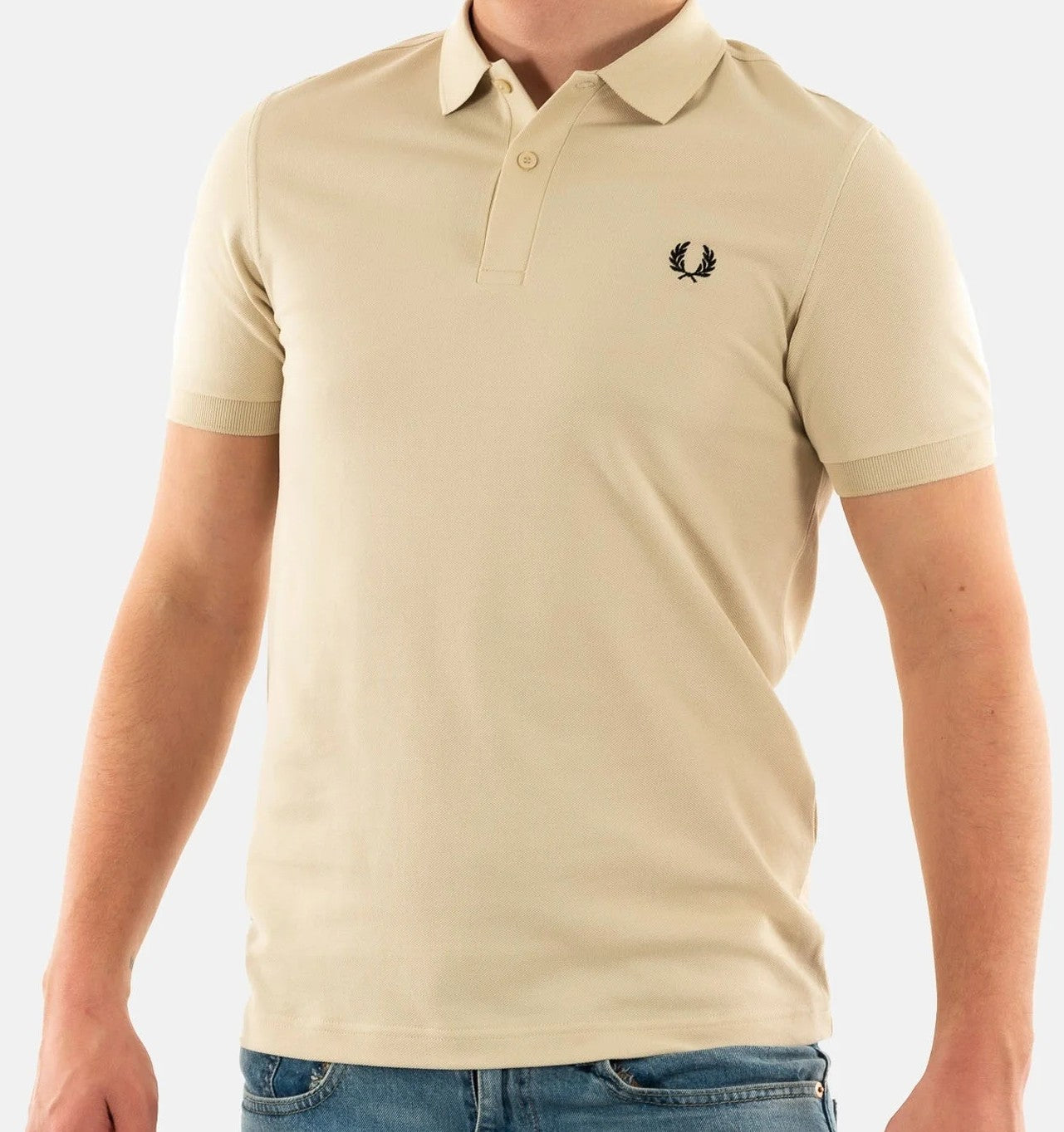 Polo manches courtes brodé coton piqué Fred Perry beige