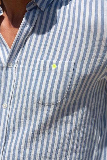 Chemise en gaze de coton Gili's rayé blanc / bleu