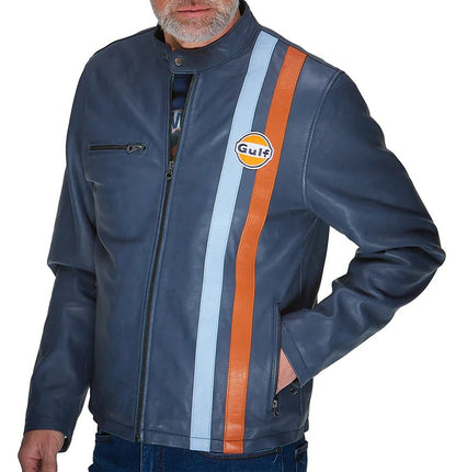 Veste Cuir Gulf Roadmaster bleu
