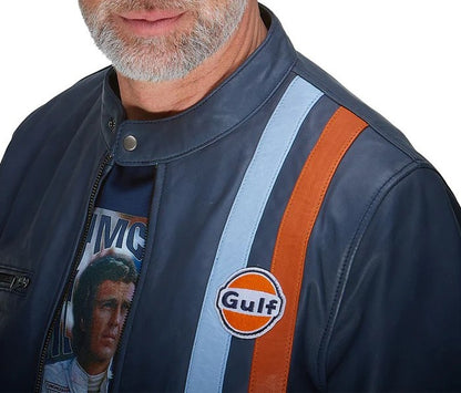Veste Cuir Gulf Roadmaster bleu