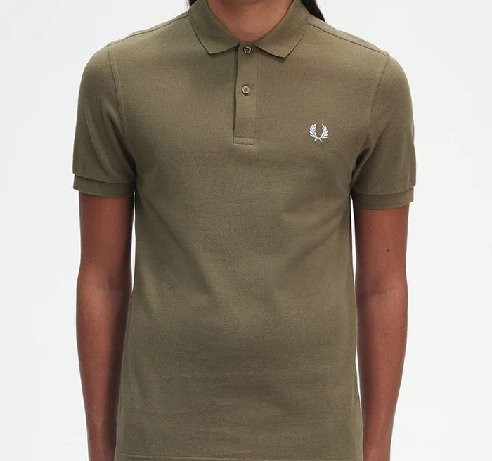 Polo manches courtes brodé coton piqué Fred Perry kaki