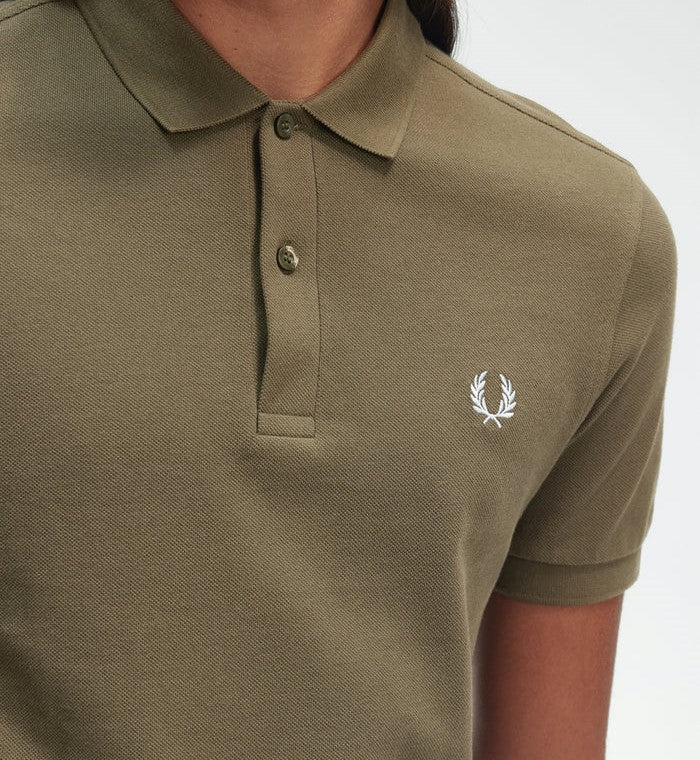 Polo manches courtes brodé coton piqué Fred Perry kaki